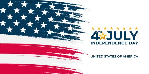 Vector illustration of Fourth of July Independence Day of United States of America Banner Background Vector illustration. Independence Day of United States of America 4th of July with American Flag vector design.