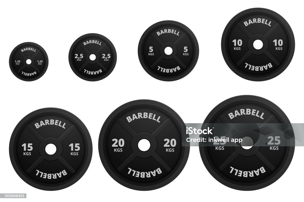 Realistic 3d Detailed Barbell with Plates - 免版稅砝碼圖庫向量圖形