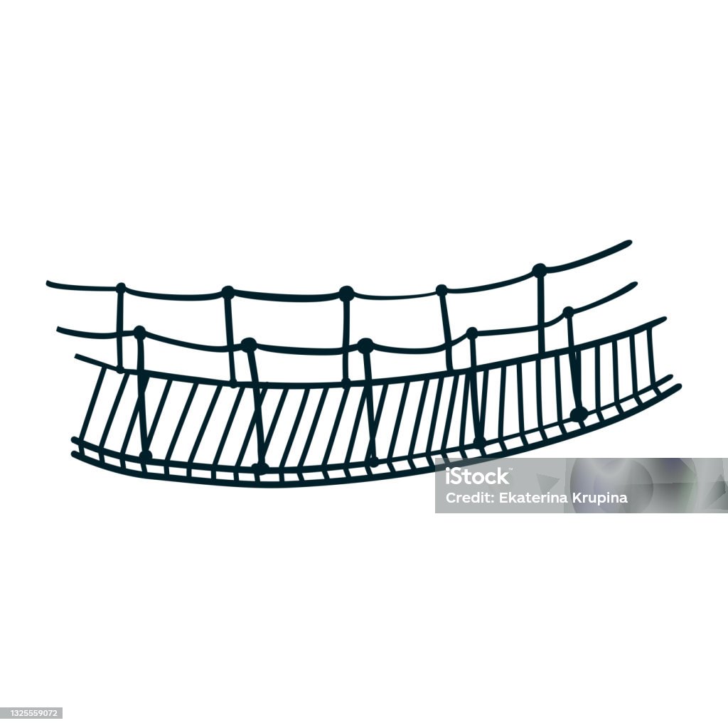 Line Drawing Rope Suspension Bridge Stock Illustration - Download