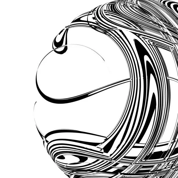Vector illustration of Vector Monochrome dynamic flowing technology sphere pattern,Abstract Backgrounds