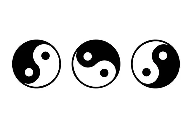 Vector illustration of yin and yang icon white background, vector illustration