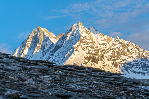 Mountain peaks of Dent de Veisivi and Denti de Perroc, Switzerland