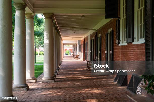 Covered Walkway At The Academical Village At The University Of Virginia Stock Photo - Download Image Now