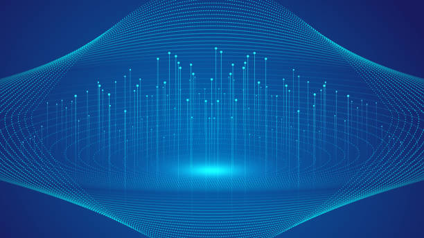 istock 3D technology sense of space sense of big data background of luminous rays on the booth. 1325578536