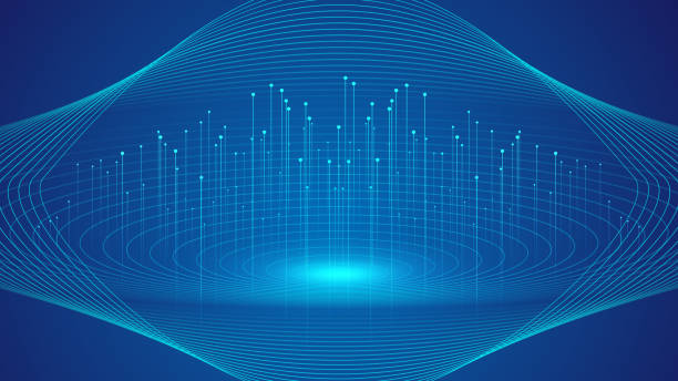 istock 3D technology sense of space sense of big data background of luminous rays on the booth. 1325578562