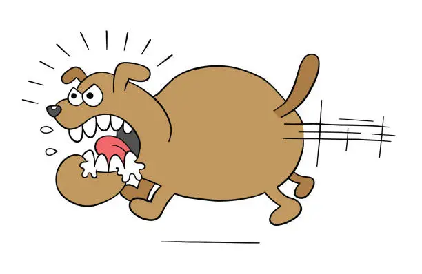 Vector illustration of Cartoon angry and big dog running, vector illustration