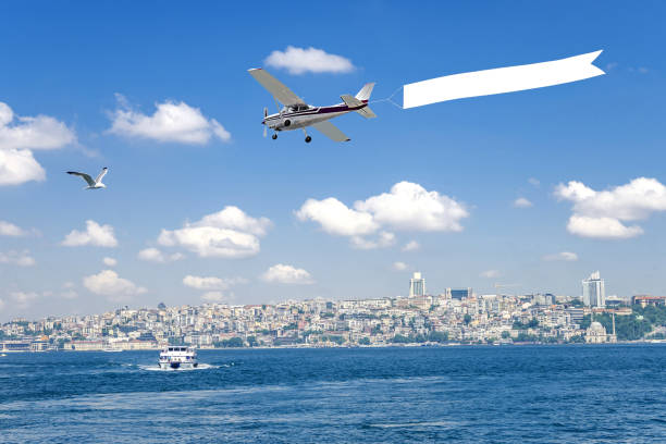 istock Airplane with banner to Istanbul Turkey 1325580486