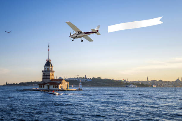 istock Airplane with banner to Istanbul Turkey 1325582721