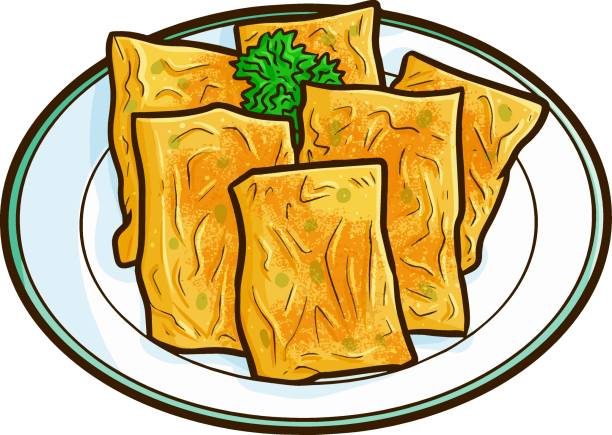 Basic RGB Yummy and delicious martabak telor bebek, an Indonesian traditional meal gorengan stock illustrations