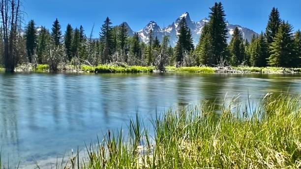 istock the teton mountain range behind the snake river - long exposure technique 1325584678
