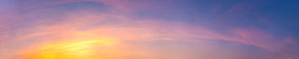 istock Dramatic panorama sky with cloud on sunrise and sunset time. 1325585590