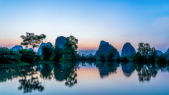 Landscape of Guilin, Located near Yangshuo County, Guilin City, Guangxi Province, China.