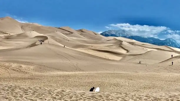 hiking in the great sand dunes national park and preserve - mosca, co - usa