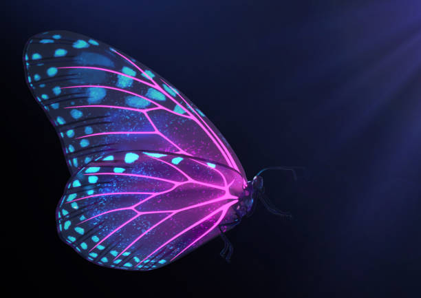 istock 3D Render of Magical glowing neon and fluorescent inspirational butterfly 1325590999