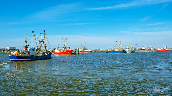 Fishing boats in the harbor from Lauwersoog in the Netherlands