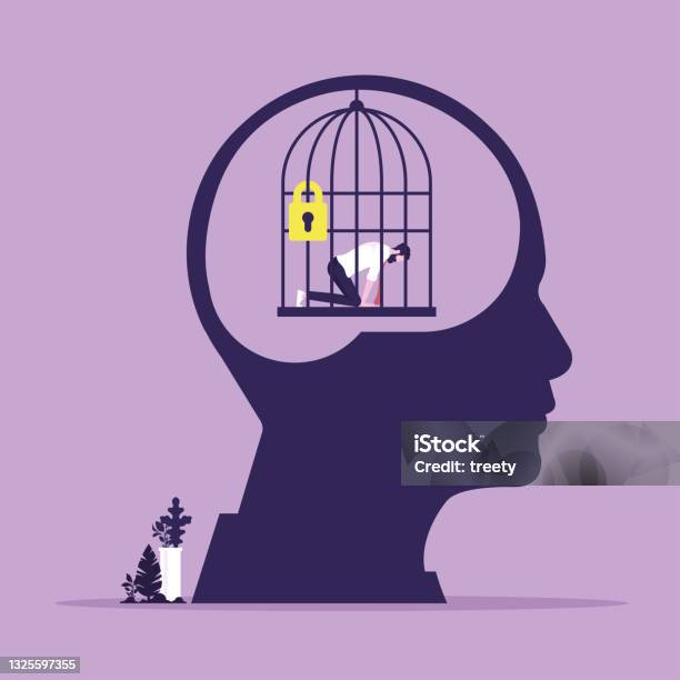 Caged Mind Mind Prison Psychological Concept Stock Illustration - Download Image ...