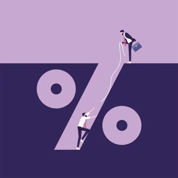 Vector illustration of Percentage hole-Business financial crisis concept