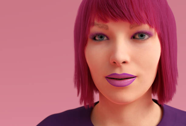 istock pink girl redhead blunt style attractive makeup model 3D illustration 1325599900