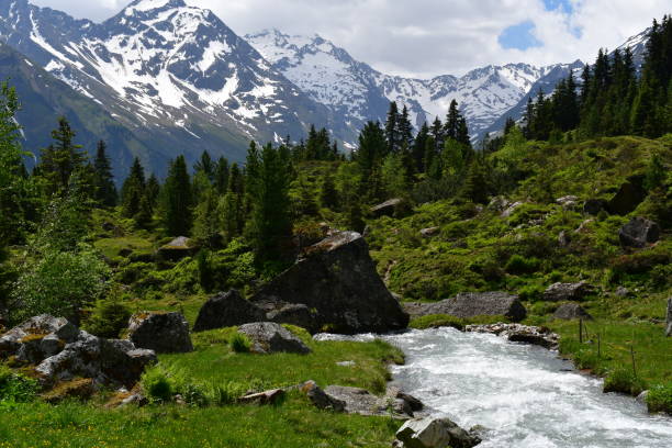 istock Beautiful landscape in Stubai valley mountains behind 1325602304