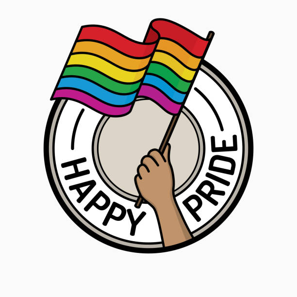 Happy pride month badge Happy pride month badge. All design elements are layered. pride flag icon stock illustrations