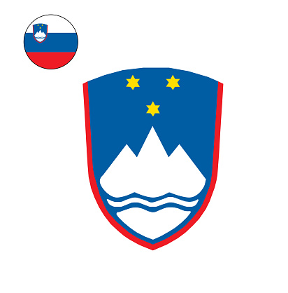 Slovenia coat of arms insignia on isolated white background used on small European country flags