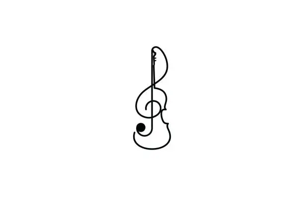 Vector illustration of Violin and note vector logo illustration