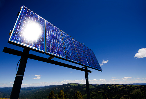 Solar Up High Solar Panel Atop Indian Mountain Stock Photo - Download Image Now ...