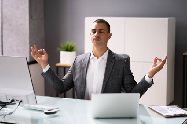 istock Yoga Meditation Exercise In Office 1325656036