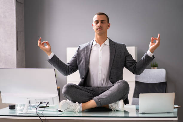 istock Yoga Meditation Exercise In Office 1325656044