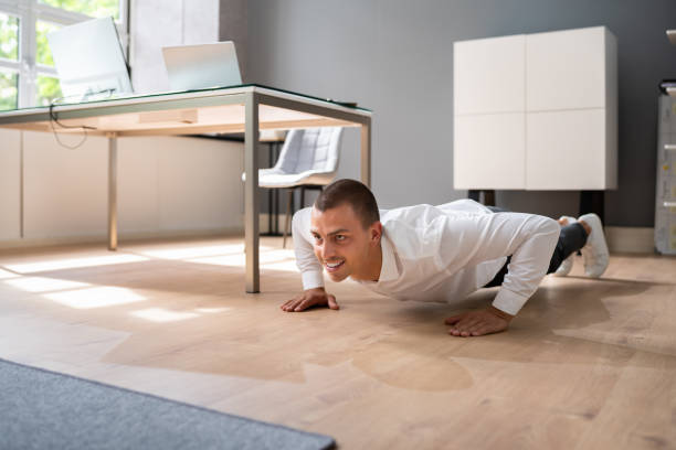 istock Healthy Yoga Exercise Workout In Office 1325656060