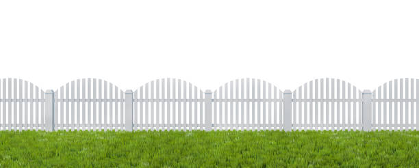 istock 3d illustration. White perfect picket fence isolated on white background. 1325673335