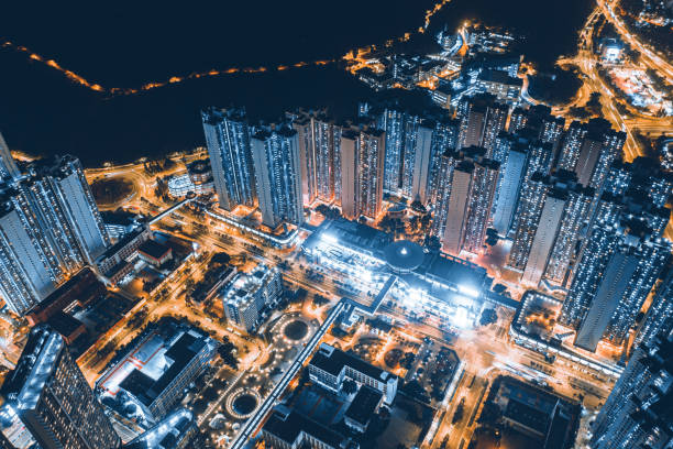 istock Residential District in Hong Kong at night 1325673454