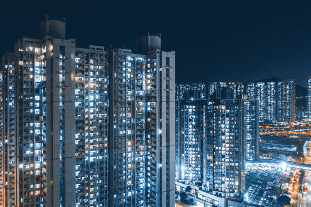 istock Residential District in Hong Kong at night 1325673488