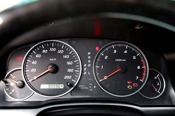 istock Car dashboard. Speedometer and tachometer close-up. 1325676960