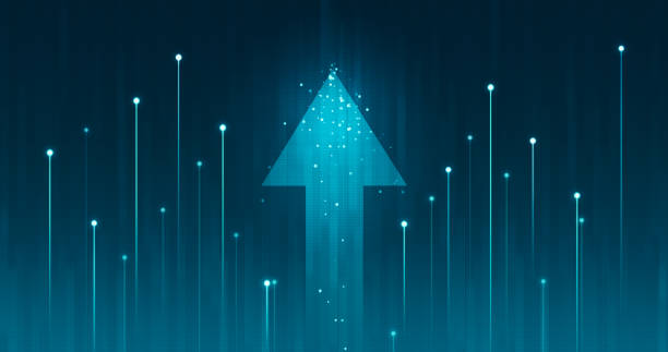 Growth arrow up and progress success business skill increase improvement graph on market profit stock background with goal of achievement futuristic finance economy. Growth arrow up and progress success business skill increase improvement graph on market profit stock background with goal of achievement futuristic finance economy. stock market and exchange photos stock pictures, royalty-free photos & images