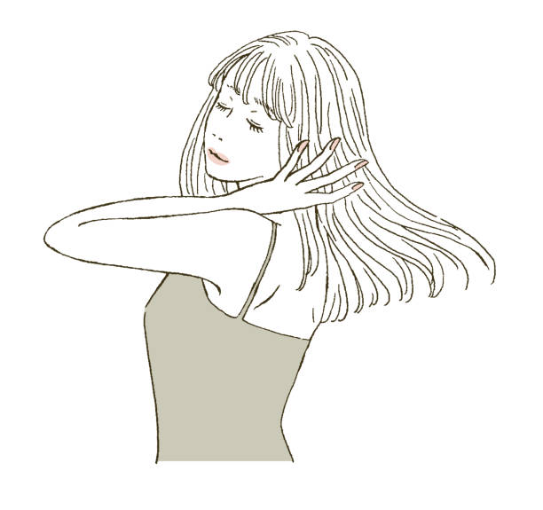 ilustracja kobiety dbania o jej piękno i włosy - beauty treatment obrazy stock illustrations