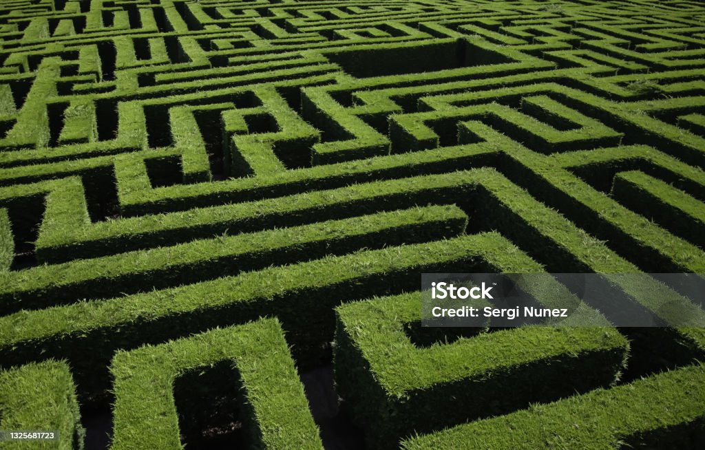 Labirinto di cespugli verdi - Foto stock royalty-free di Labirinto Labirinto di cespugli verdi - Foto stock royalty-free di Labirinto