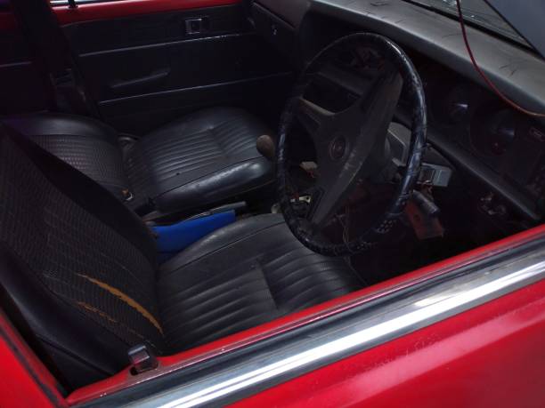 istock Interior of red classic car 1325684899