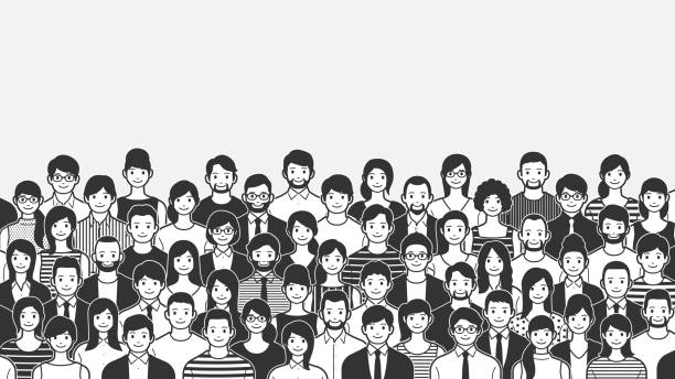 illustrazioni stock, clip art, cartoni animati e icone di tendenza di folla di persone. - audience people unrecognizable person crowd