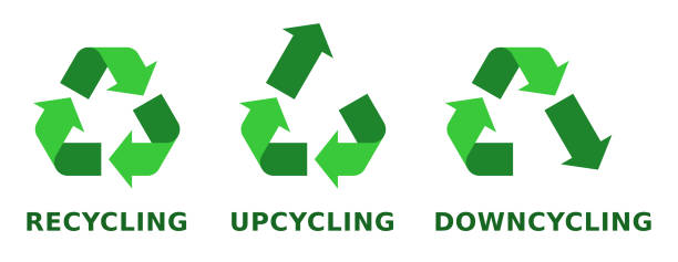 переработка, upcycling, downcycling знак. многоразовые отходы. устойчивый образ жизни. - environmental responsibility lifestyles environment ideas stock illustrations