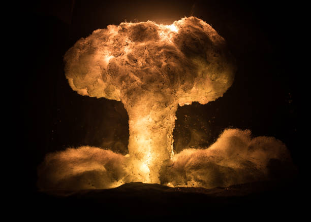 istock Nuclear war concept. Explosion of nuclear bomb. Creative artwork decoration in dark. 1325694760