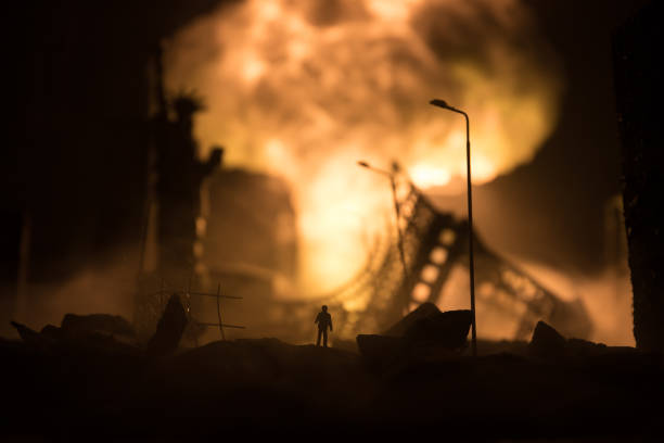 istock Nuclear war concept. Explosion of nuclear bomb. Creative artwork decoration in dark. 1325694766