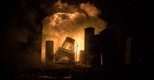 istock Nuclear war concept. Explosion of nuclear bomb. Creative artwork decoration in dark. 1325694770