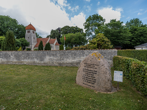 Monument to 7 RAF airmen killed during World War II in 1943, when their Halifax plane was shot down over the Baltic sea close by.