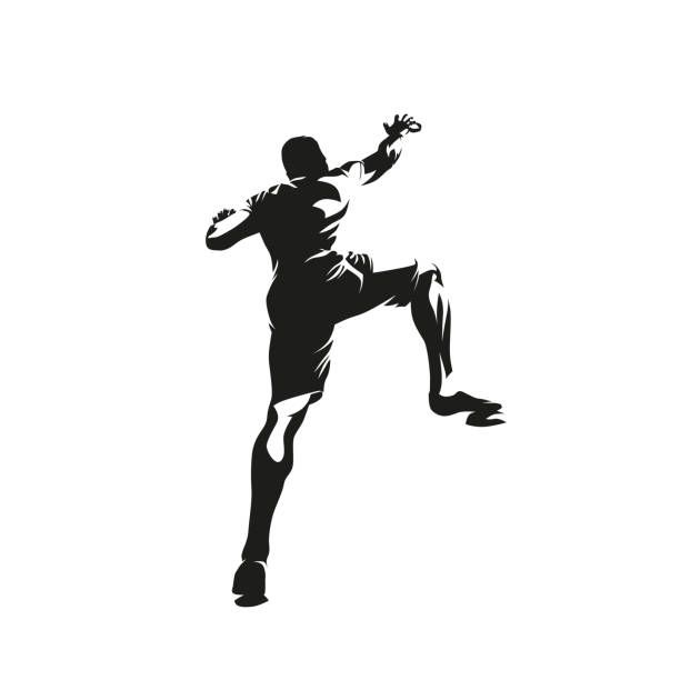 Indoor bouldering, isolated vector silhouette, ink drawing. Climber, boulderer, rock clibing sport Indoor bouldering, isolated vector silhouette, ink drawing. Climber, boulderer, rock clibing sport man mountain climbing stock illustrations