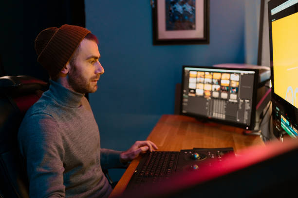istock Male Video Editor Working on His Personal Computer with Big Display 1325708978