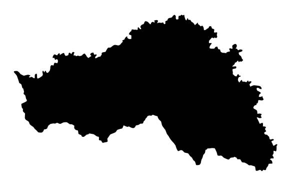 schwarze silhouette karte der oblast belgorod in russland - belgorod stock-grafiken, -clipart, -cartoons und -symbole