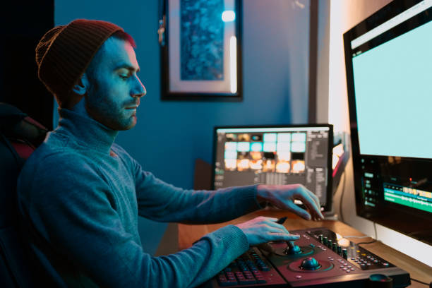 istock Male Video Editor Working on His Personal Computer with Big Display 1325709188