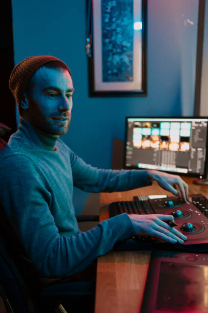 istock Male Video Editor Working on His Personal Computer with Big Display 1325709197