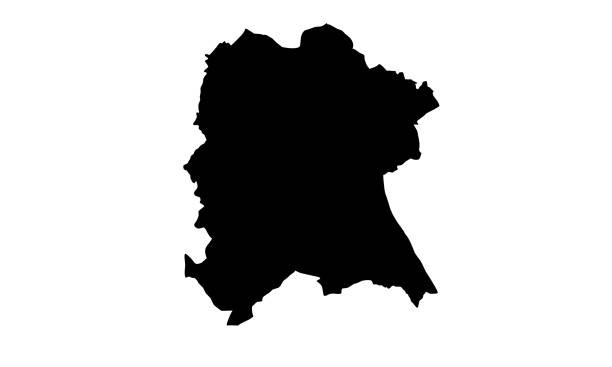 black silhouette map of the city of Bonn in Germany black silhouette map of the city of Bonn in Germany on white background leverkusen stock illustrations